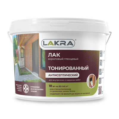 Лак тонированный акриловый с уф-фильтром сосна 10 кг Лакра